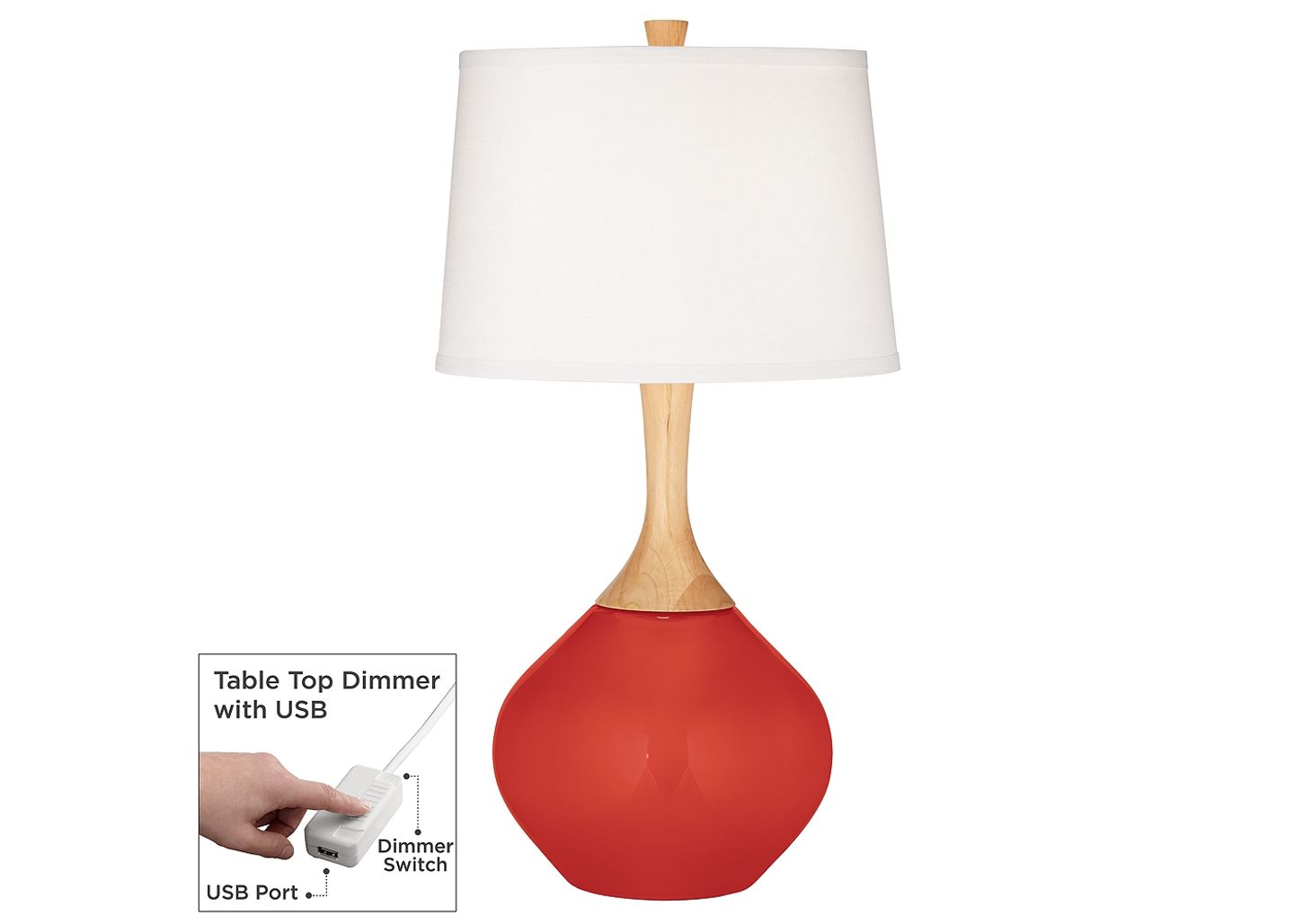 Color Plus Cherry Tomato Wexler Table Lamp with Dimmer